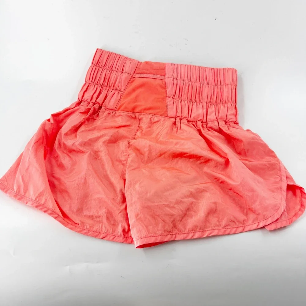 Free People Movement The Way Home Shorts‎ Coral Orange High Waist Smocked XS